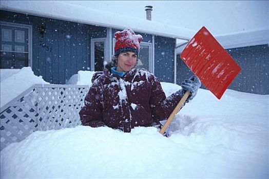 女人,令人反感,下雪,冬天