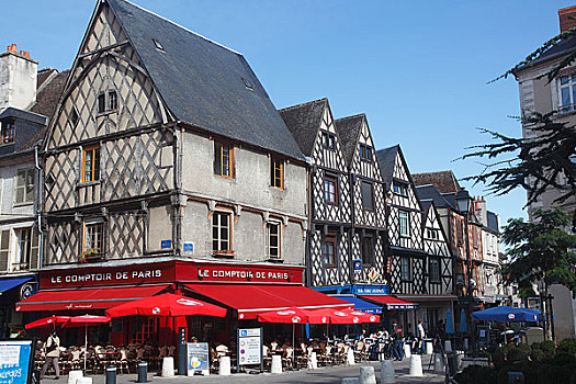 法国,中心,卢瓦尔河谷,18世纪,博格斯,广场,房子,15世纪