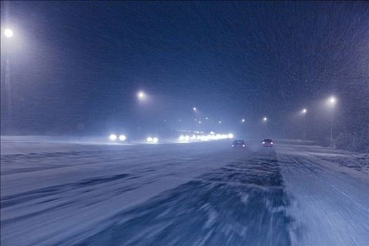 高峰时间,交通,公路,暴风雪,阿拉斯加