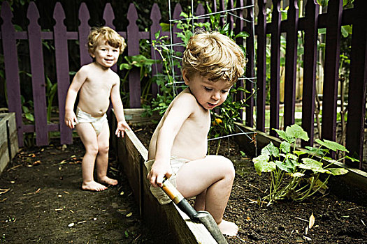 幼儿,玩,花园