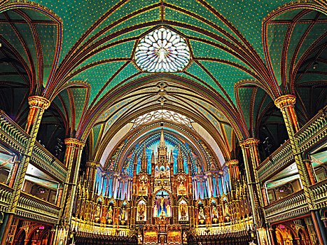 室内,大教堂,圣母大教堂,蒙特利尔,魁北克,加拿大