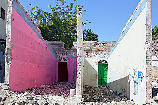 墙壁,建筑,地震,太子港,海地