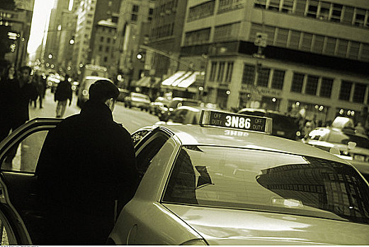 男人,出租车,纽约,美国
