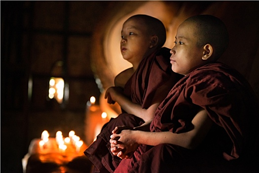 佛教,新信徒,祈祷,室内,庙宇
