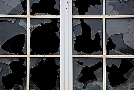 破损,窗户,玻璃窗,一个,窗格,老建筑,萨克森,德国,欧洲