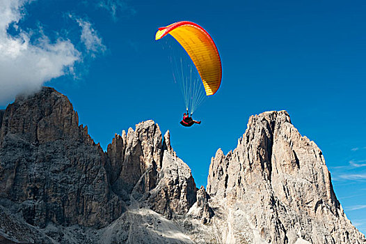 滑伞运动,山,白云岩,意大利,欧洲