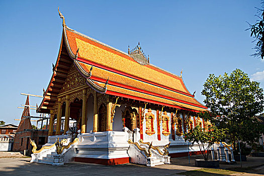 屋顶,寺庙,桶,琅勃拉邦,老挝,亚洲