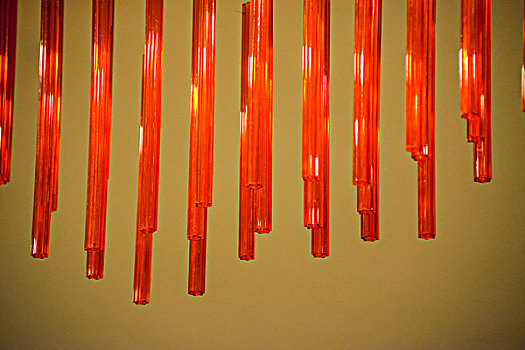 吊灯,装饰品,灯光,蘑菇式样,红色,灯罩,水晶管,垂吊