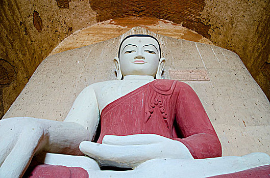 佛教,坐,佛,塔,庙宇,13世纪,世纪,一个,建造,蒲甘,朝代,老,异教,缅甸,东南亚,亚洲