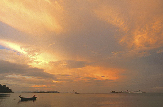 日出,海滩,兰卡威,马来西亚