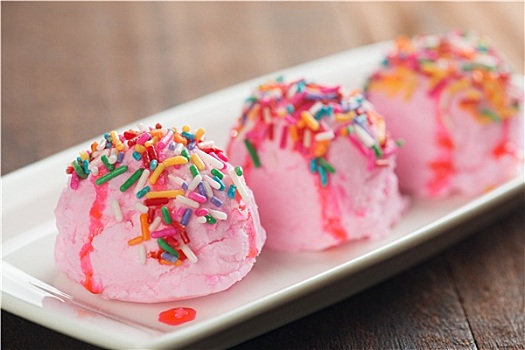 特写,彩色,粉色,冰淇淋