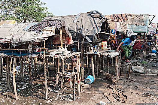 小屋,贫民窟,地区,加尔各答,西孟加拉,东印度,印度,亚洲
