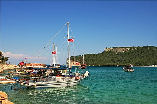 风景,小,湾,游艇,船,地中海,土耳其