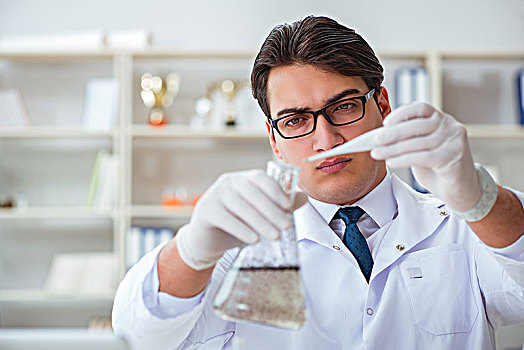 年轻,研究人员,科学家,水,测验,污染,实验,实验室