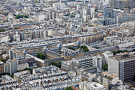 俯视,巴黎,城市天际线,法国