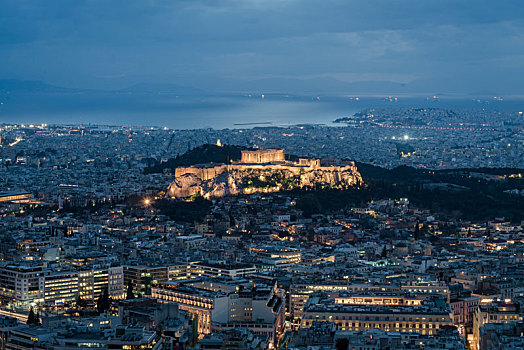 希腊雅典卫城夜景