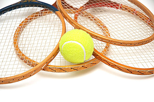 网球拍,球,隔绝,白色背景