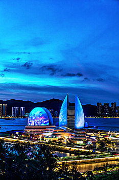 中国珠海城市景观现代建筑歌剧院