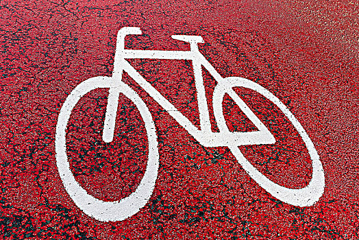 白色,自行车,红色,地面,自行车道,巴伐利亚,德国,欧洲