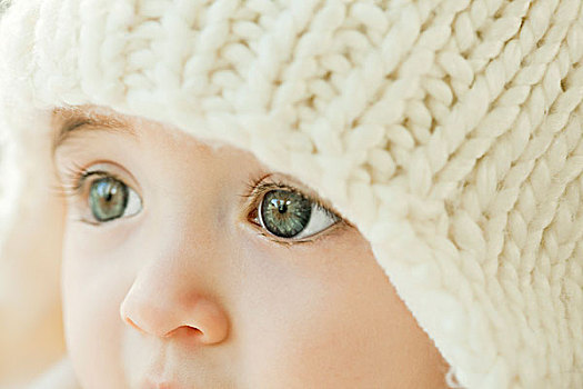 婴儿,穿,针织帽,特写