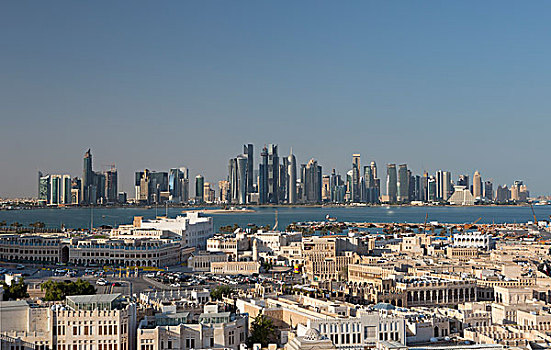 卡塔尔,多哈,城市,老,新