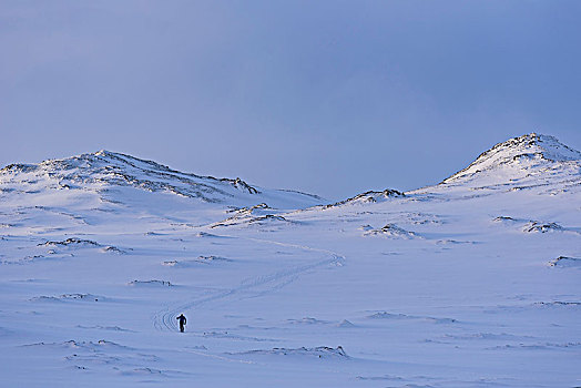 越野滑雪,小路,滑雪区,冰岛,欧洲