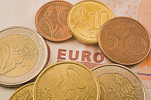 欧元硬币,欧元,货币,棚拍