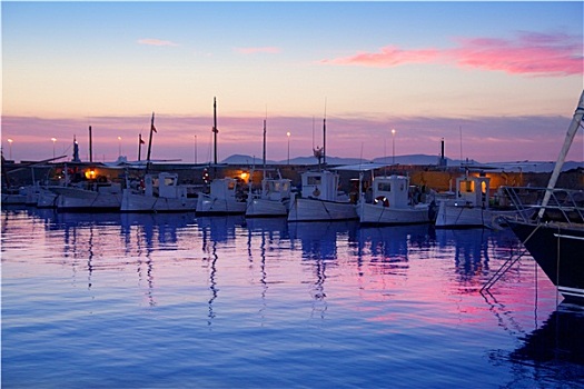 福门特拉岛,粉色,日落,港口,码头