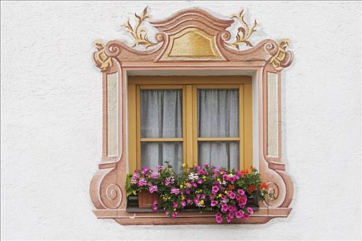 装饰,窗户,上巴伐利亚,德国,欧洲