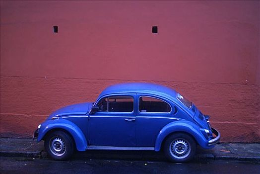 蓝色,大众汽车,甲壳虫汽车,紫色,墙壁