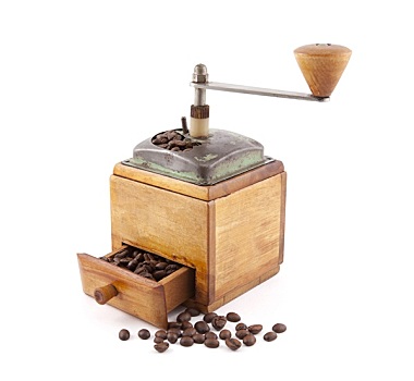 老,木质,咖啡研磨机