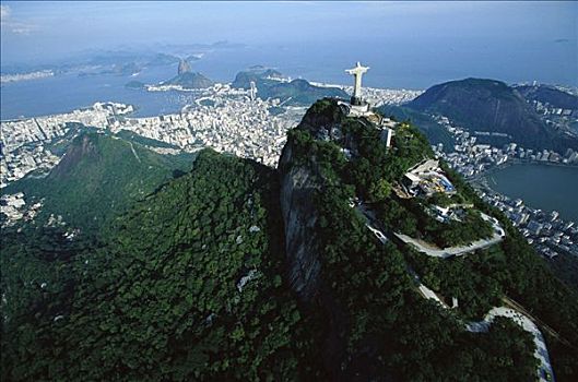 救世主,塔,上方,英亩,一个,城市,树林,里约热内卢,大西洋,生态系统,巴西