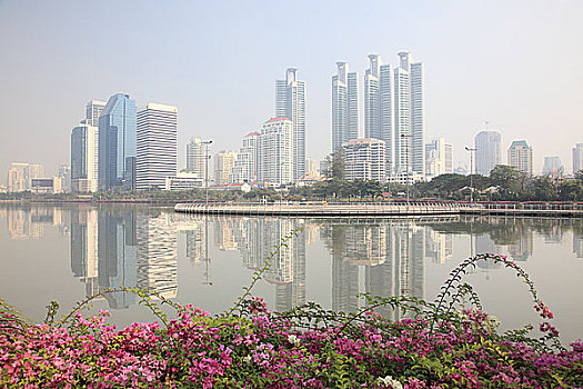 湖,高层建筑,建筑,曼谷