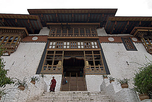 仰视,寺院,普那卡,不丹