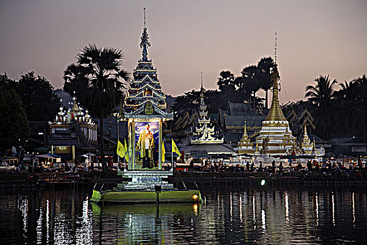 泰国,儿子,康巴,湖,佛教寺庙