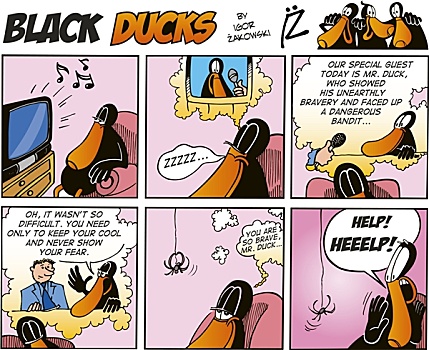 黑色,鸭子,漫画