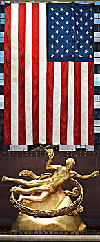 美国国旗,洛克菲勒中心,纽约,美国
