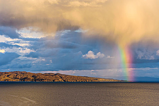彩虹,上方,海岸线,斯凯岛,苏格兰,英国