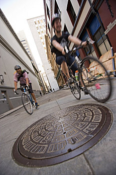 自行车,快递,骑,小路,旧金山,加利福尼亚
