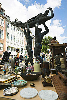 雕塑,跳蚤市场,哥本哈根,丹麦