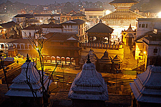 尼泊尔,加德满都,早晨,一个,印度教,庙宇,世界