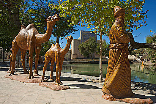 骆驼,驾驶员,雕塑,布哈拉,乌兹别克斯坦,亚洲