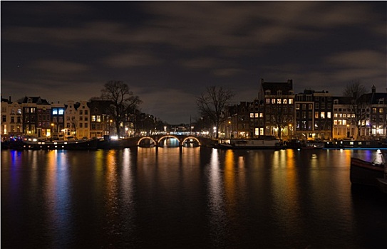 阿姆斯特丹,运河,夜晚