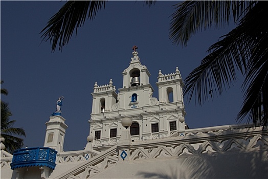 白色,教堂,果阿,印度