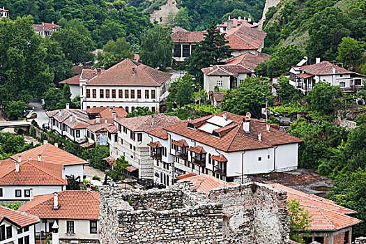 保加利亚,南方,山,梅尔尼克,城镇,俯视图
