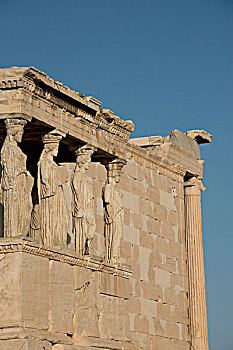 希腊,雅典,卫城,门廊,女像柱,特写,雕刻,柱子,大幅,尺寸