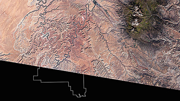 卫星图,峡谷地国家公园,犹他