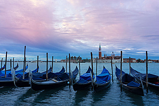 威尼斯,清晨,小船,圣乔治奥,马焦雷湖,背景