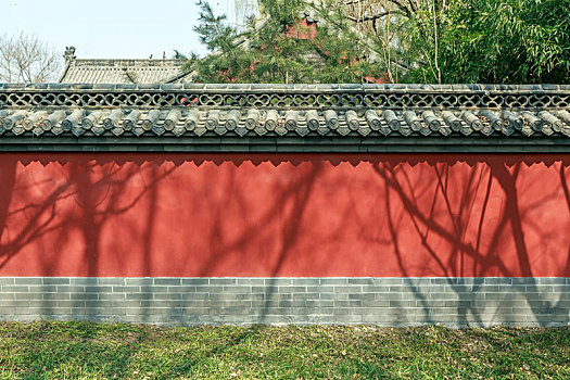青瓦红墙,拍摄于山东省淄博市临淄区姜太公祠