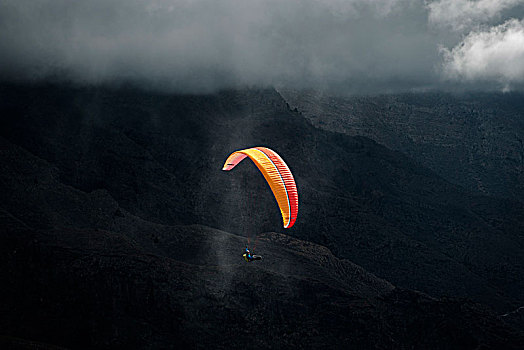 滑翔伞,上方,西海岸,特内里费岛,火山,岛屿,航拍,加纳利群岛,西班牙
